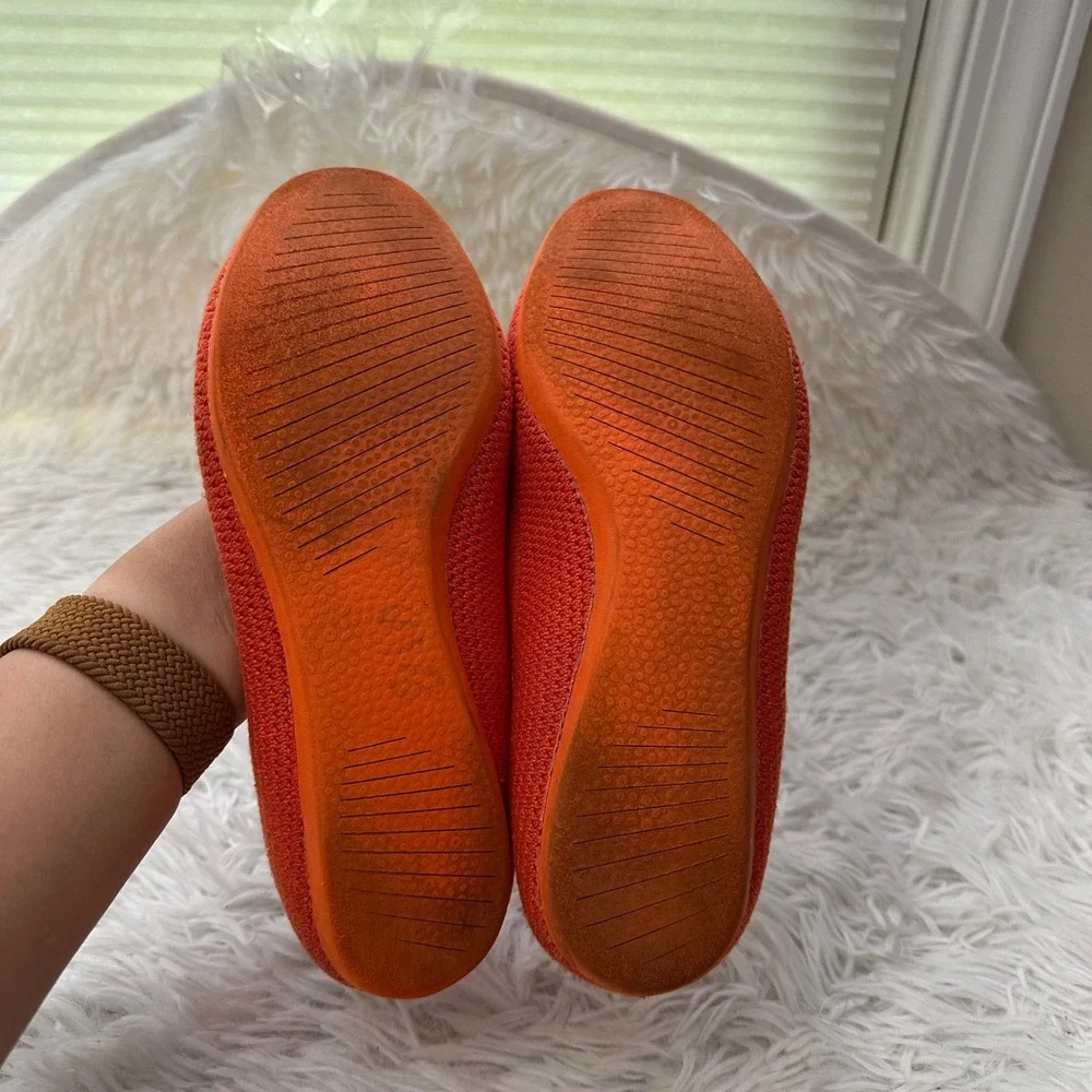 Allbirds Tree Breezers Knit Ballet flats Vibrant Orange Lightweight sz 8.5
